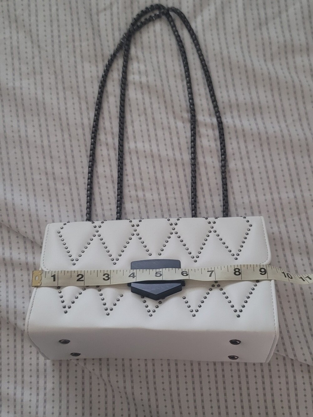 White Studded Chain Shoulder Bag